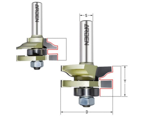 Комплект фрез для мебельной обвязки (2 шт, 41х69 мм, хвостовик 8 мм) ARDEN 409871