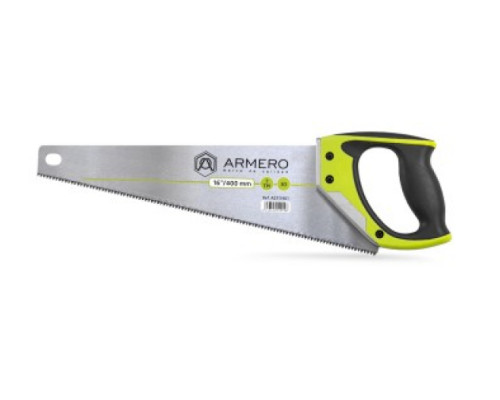 Ножовка по дереву, 400мм, 3d, средний зуб, алюминиевая защита ARMERO A531/401