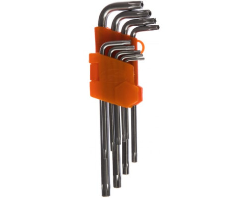 Набор Г-образных ключей TORX 9шт T10-T50 с отверстием АвтоDело 39151 11739 Набор Г-образных ключей TORX 9шт T10-T50 с отверстием АвтоDело 39151 11739