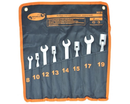 Набор рожково-торцевых ключей 8шт 8-19мм сумка АвтоDело 30518 14567