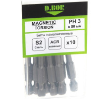 Биты намагниченные MAGNETIC (10 шт; Ph3; 50 мм; Torsion) D.BOR D-MTA-PH03-050-010