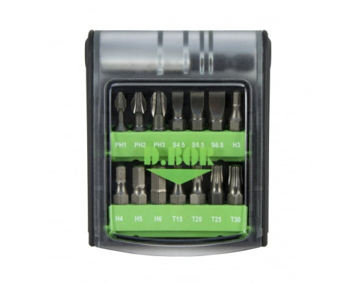 Набор бит 15 шт с магнитным держателем D.BOR D-SET-15A-1