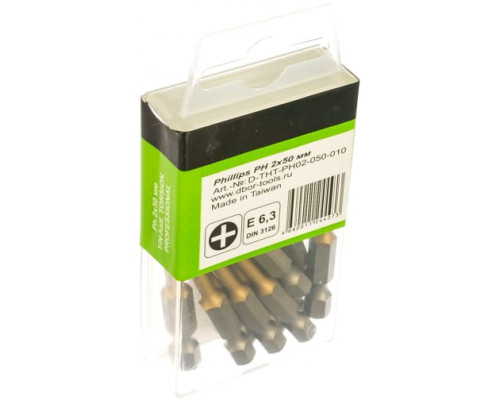 Биты фрезерованные TiN-half (10 шт; Ph2; 50 мм) D.BOR D-THT-PH02-050-010