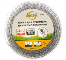 Леска двухкомпонентная для триммера квадратная витая DENZEL 96185