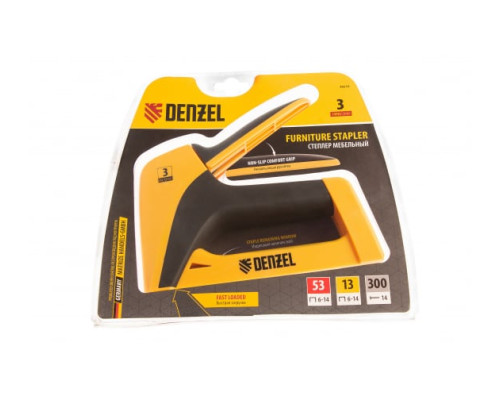 Мебельный степлер DENZEL пластиковый корпус, тип 53, 6-14 мм, тип 13, 6-14 мм, тип 300, 14 мм 40210