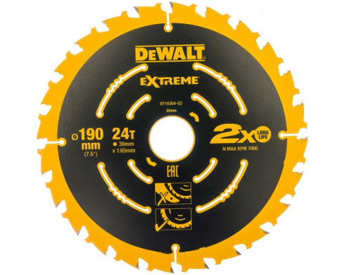Диск пильный Extreme по дереву (190х30х1,65 мм; Z24) DEWALT DT 10304