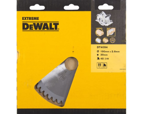 Диск пильный SERIES 40 по шпону, пластику (190х30 мм; 48 зубьев) DEWALT DT4094