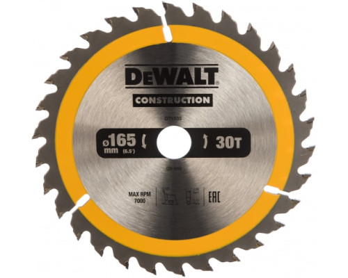 Пильный диск CONSTRUCT (165х20 мм; 30 ATB) DEWALT DT1935