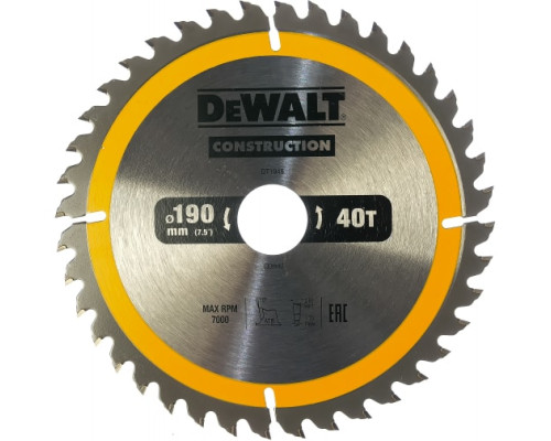 Пильный диск CONSTRUCT (190х30 мм; 40 ATB) DEWALT DT1945