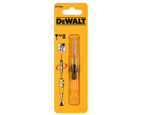 Сверло пилотное по дереву и зенкер №8 для шурупов 4 мм DEWALT DT 7605