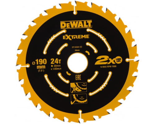 Диск пильный Extreme по дереву (190х30х1,65 мм; Z24) DEWALT DT 10304