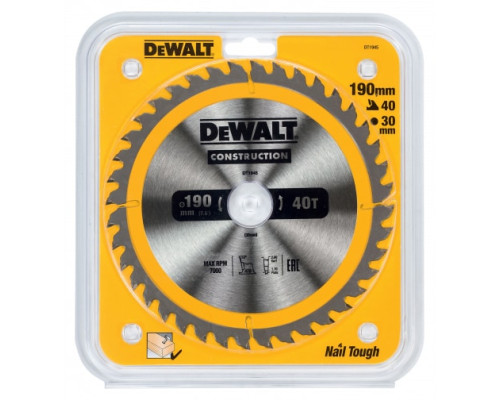 Пильный диск CONSTRUCT (190х30 мм; 40 ATB) DEWALT DT1945
