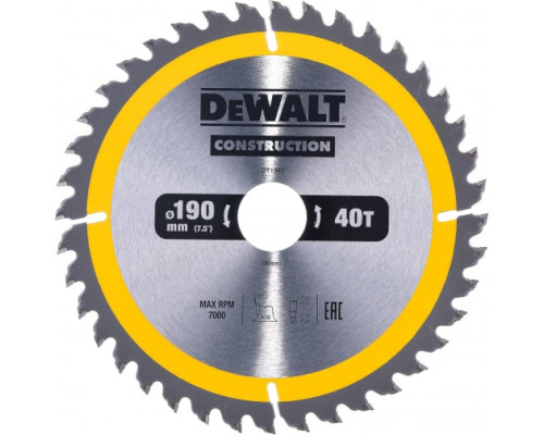 Пильный диск CONSTRUCT (190х30 мм; 40 ATB) DEWALT DT1945