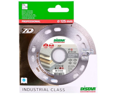 Диск алмазный сплошной по керамике Esthete (125х22.2 мм) для УШМ DiStar 11115421010