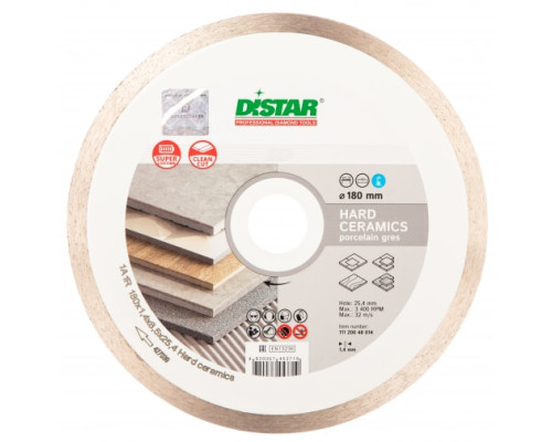 Диск алмазный сплошной по керамике Hard ceramics (180х25.4 мм) DiStar 11120048014