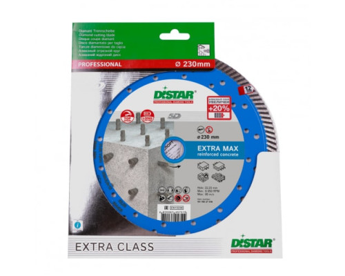 Диск алмазный турбо по армированному бетону Extra Max (230х22.2 мм) для УШМ DiStar 10115027018