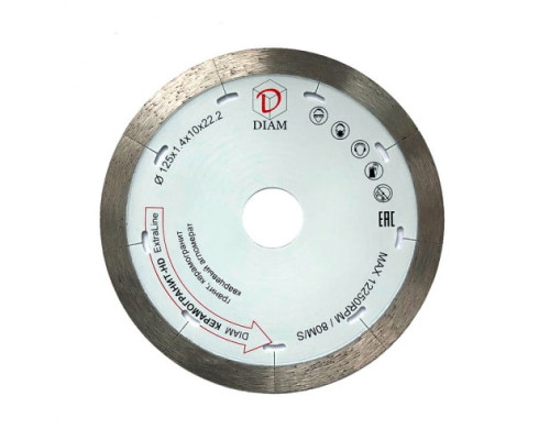 Диск алмазный сплошной Керамогранит-HD Extra Line (125x1.4x10x22.2 мм) Diam 000663
