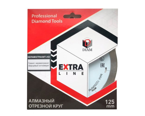 Диск алмазный сплошной Керамогранит-HD Extra Line (125x1.4x10x22.2 мм) Diam 000663
