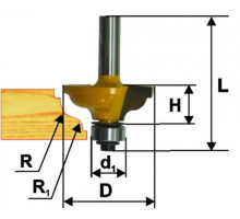 Фреза кромочная калевочная (34.9х13 мм; R 4 мм; R1 4.8 мм; хвостовик 8 мм) по дереву Энкор 9266