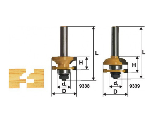 Набор фрез комбинированных рамочных (2 шт; 41.3х23 мм; R 12 мм; хвостовик 12 мм) по дереву Энкор 9341