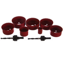 Набор коронок по дереву 9 предметов (7 шт. + 2 адаптера) Энкор 19158