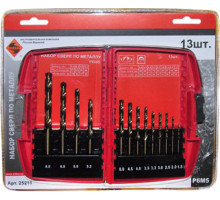 Набор сверл по металлу Энкор Р6М5 1.5-8 мм 6/6/36 13 шт. 25211