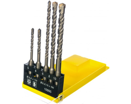 Набор буров SDS-plus 5 шт. (5х 50х110, 6х 50х110, 6х100х160, 8х100х160 и 10х100х160 мм) Энкор 10995 Набор буров SDS-plus 5 шт. (5х 50х110, 6х 50х110, 6х100х160, 8х100х160 и 10х100х160 мм) Энкор 10995