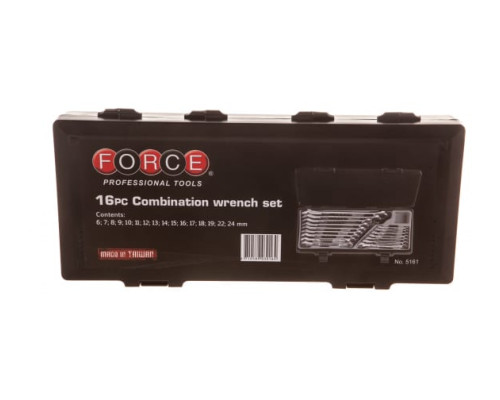 Набор комбинированных ключей FORCE 16 предметов 6-24 мм в кейсе 5161
