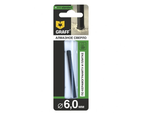 Сверло алмазное по керамограниту и плитке 6 мм Standart в блистере GRAFF 78665