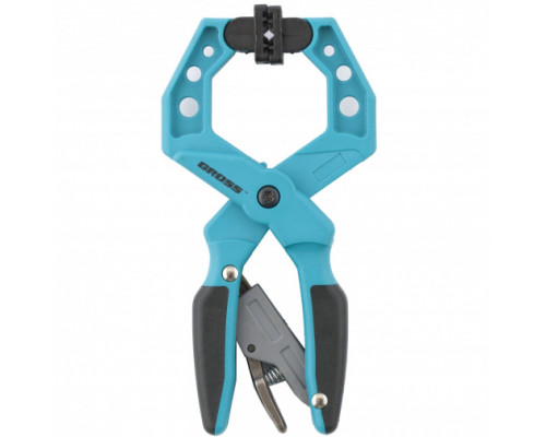 Клещеобразная струбцина, пластиковый корпус, храповый механизм жесткой фиксации, 1-1/2"/38 мм GROSS 20801