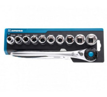 Набор торцевых головок, трещотка 120 зубьев, 12 предметов GROSS 14138