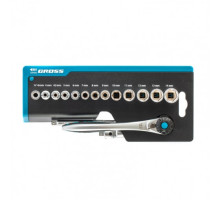 Набор торцевых головок, трещотка 120 зубьев, 36 предметов GROSS 14142