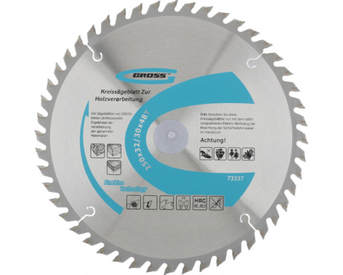 Пильный диск по дереву GROSS 255x32/30 мм 73340