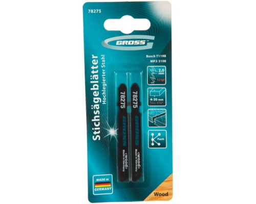 Полотна по дереву T119B, 76х50 мм, шаг 2 мм, 2 шт. GROSS 78275