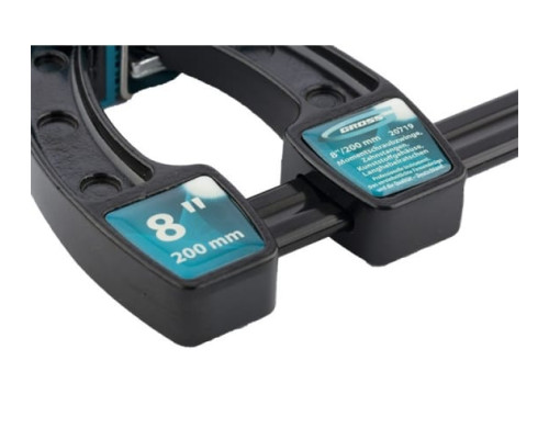 Реечная быстрозажимная струбцина, металлический корпус,рычажный храповый механизм, 8"/200 мм GROSS 20719