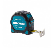 Рулетка GROSS Experte, 3 м x 19 мм, двухкомпонентный корпус, магнит, двухсторонняя разметка, нейлон 32574