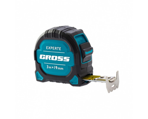 Рулетка GROSS Experte, 3 м x 19 мм, двухкомпонентный корпус, магнит, двухсторонняя разметка, нейлон 32574