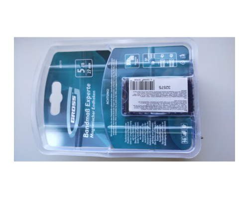 Рулетка GROSS Experte, 5 м x 27 мм, двухкомпонентный корпус, магнит, двухсторонняя разметка, нейлон 32575