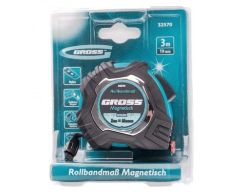 Рулетка Magnetisch, 3м х 16мм обрезиненный корпус GROSS 32570 Рулетка Magnetisch, 3м х 16мм обрезиненный корпус GROSS 32570