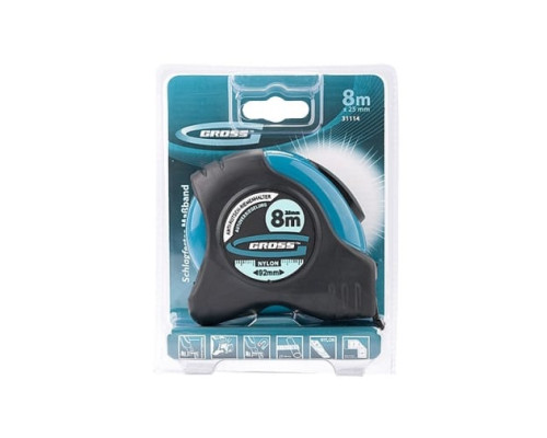 Рулетка Schlagfest 8 м x 25 мм GROSS 31114