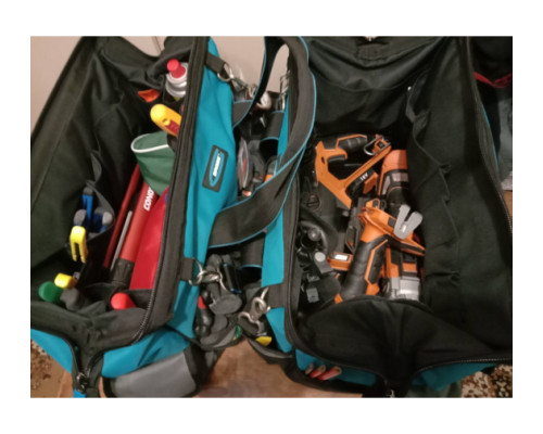 Сумка для инструмента GROSS Handwerker, 42 кармана, пластик, дно, наплечный ремень 90273