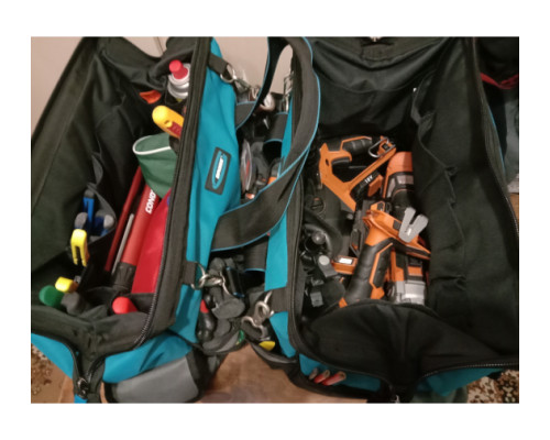 Сумка для инструмента GROSS Handwerker, 42 кармана, пластик, дно, наплечный ремень 90273