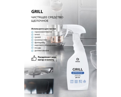Чистящее средство антижир для удаления жира на кухне GRASS Grill Professional Анти жир, жироудалитель 600 мл 125470 Чистящее средство антижир для удаления жира на кухне GRASS Grill Professional Анти жир, жироудалитель 600 мл 125470