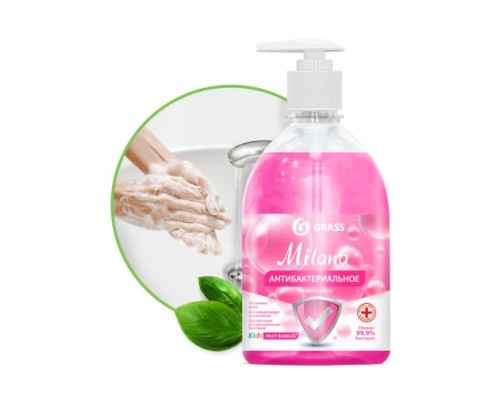 Мыло жидкое антибактериальное Grass Milana Kids Fruit bubbles флакон 500мл 125347
