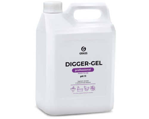 Средство гель для прочистки канализации труб и унитаза от засоров GRASS DIGGER GEL 5кг 125206 Средство гель для прочистки канализации труб и унитаза от засоров GRASS DIGGER GEL 5кг 125206