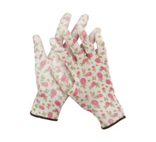 Садовые перчатки Grinda бело-розовые 11291-M