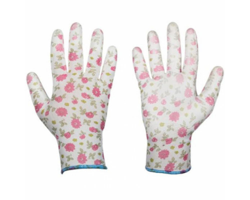 Садовые перчатки Grinda бело-розовые 11291-M