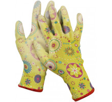 Садовые перчатки Grinda прозрачное PU покрытие, 13 класс вязки, зеленые, размер M 11290-M