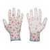 Садовые перчатки Grinda прозрачное PU покрытие, 13 класс вязки, бело-розовые, размер S 11291-S