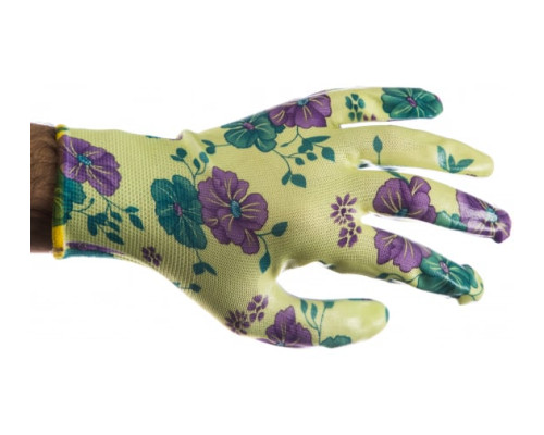 Садовые перчатки с прозрачным нитриловым покрытием Grinda зеленые, р. L-XL 11295-XL